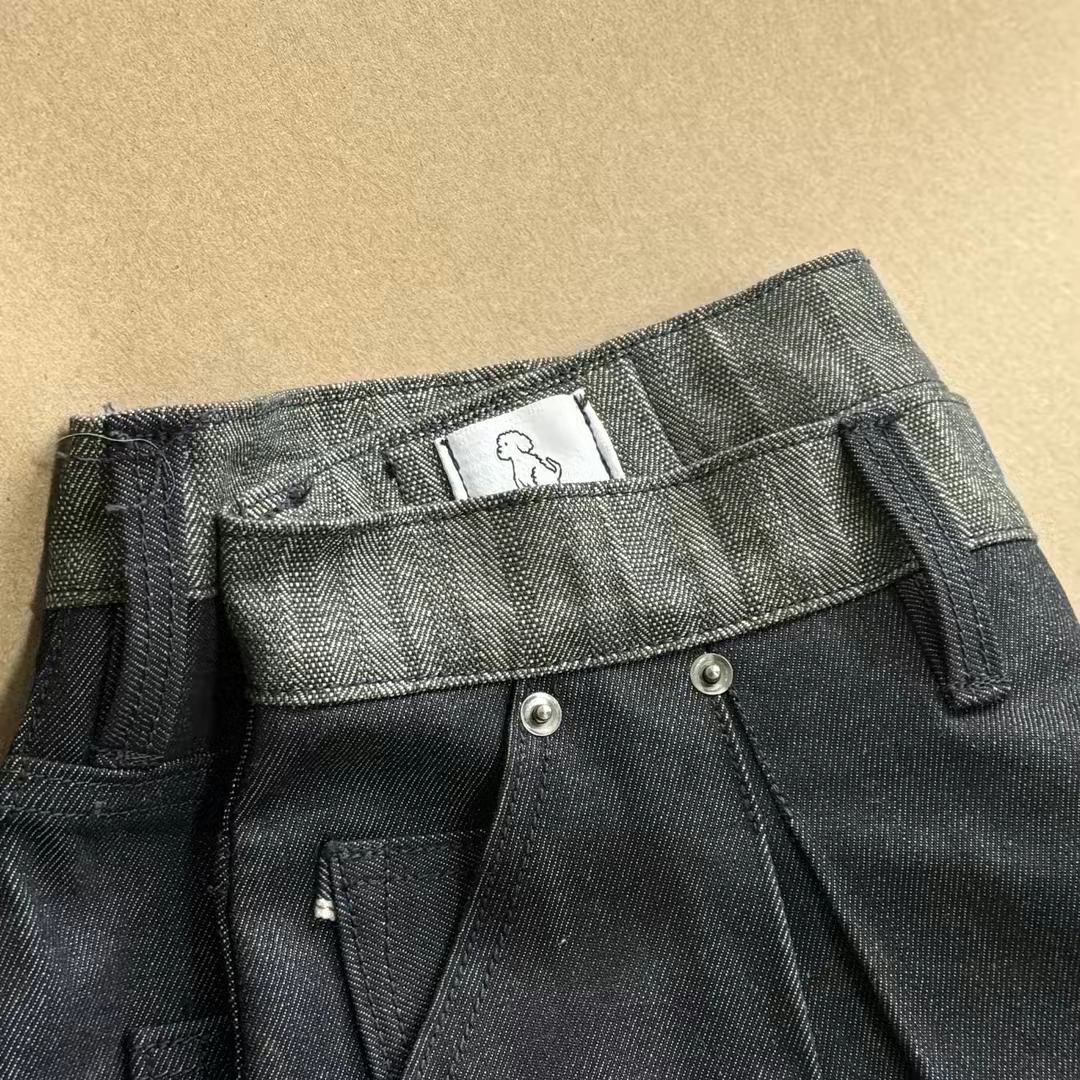 Pleated Denim Shorts view 4