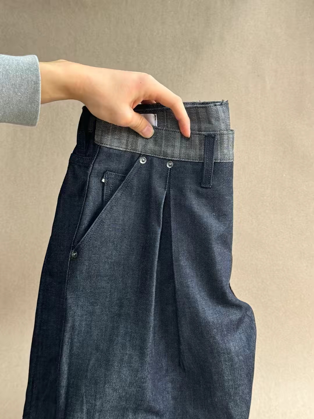 Pleated Denim Shorts view 7